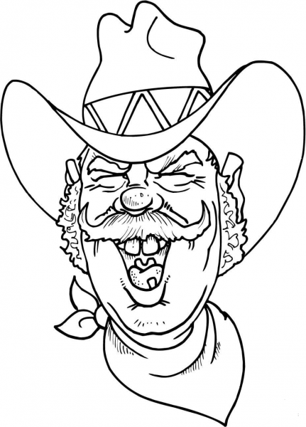 Cowboy Laughing coloring page image