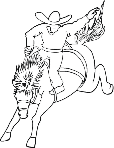 Cowboy on the Horse  coloring page image