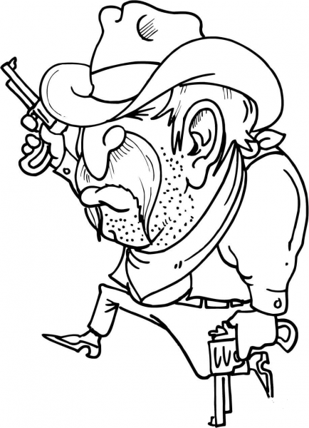Cowboy Running coloring page image