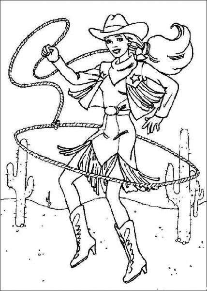 Cowgirl Barbie coloring page image