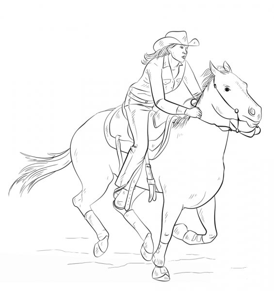 Cowgirl coloring page image