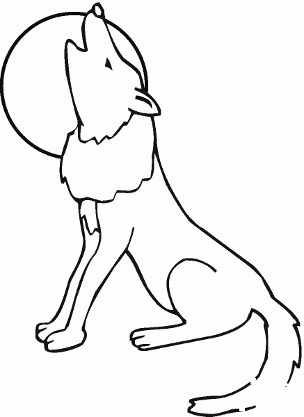 Coyote howling moon coloring page image
