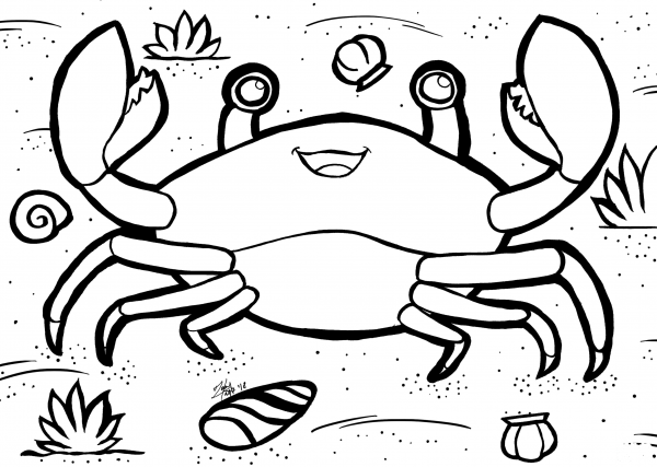 Crab coloring page image