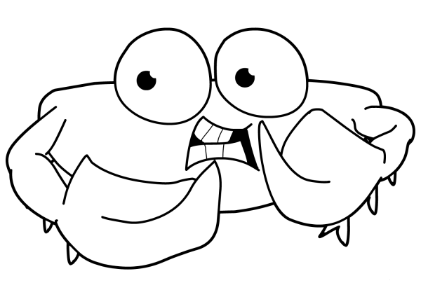 Crab with big eyes coloring page image
