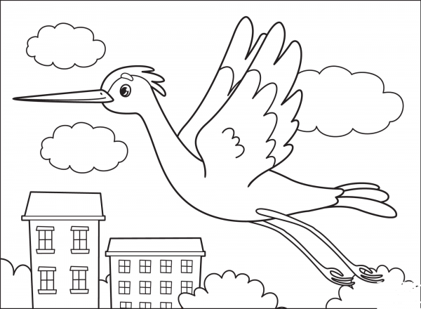 Crane coloring page image