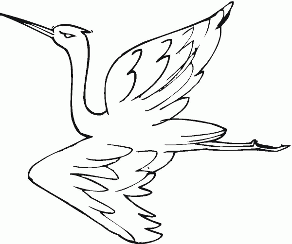 Crane is Flying coloring page image