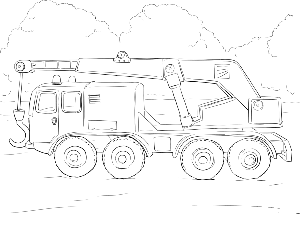 Crane Truck coloring page image