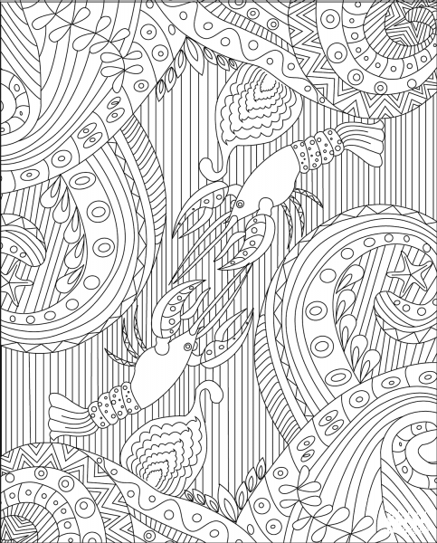 Crawfish Zentangle coloring page image