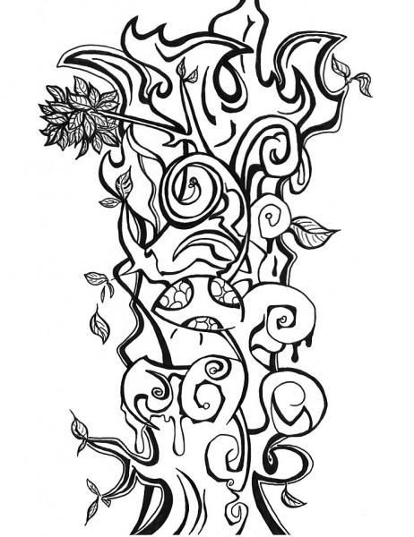Crazy Tree Doodle coloring page image