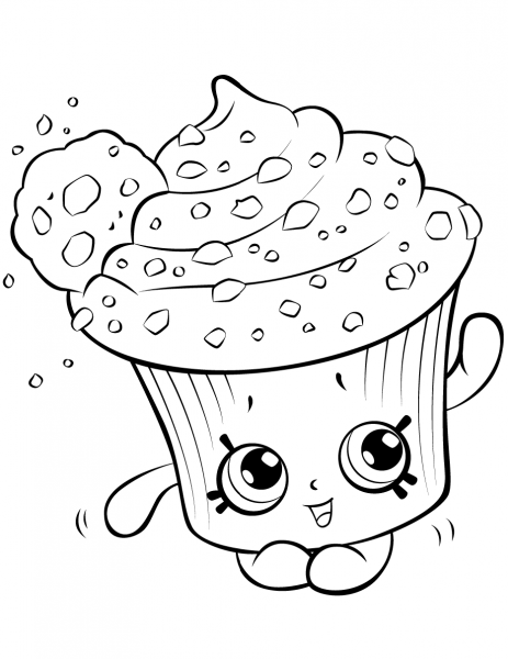 Creamy Cookie Cupcake Shopkin coloring page image