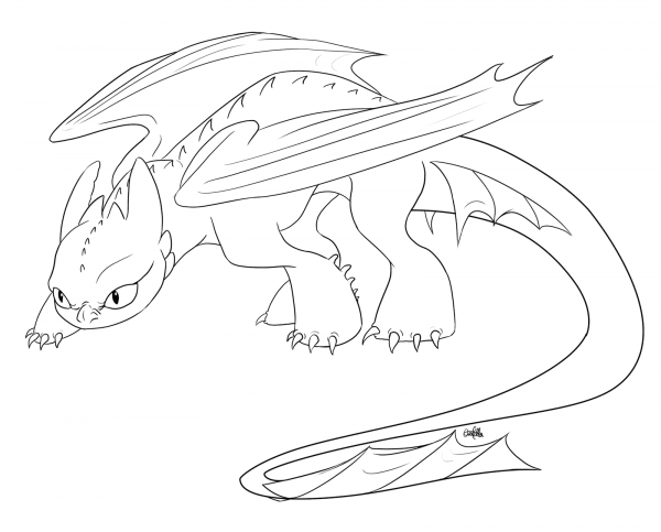 Creeping Toothless coloring page image