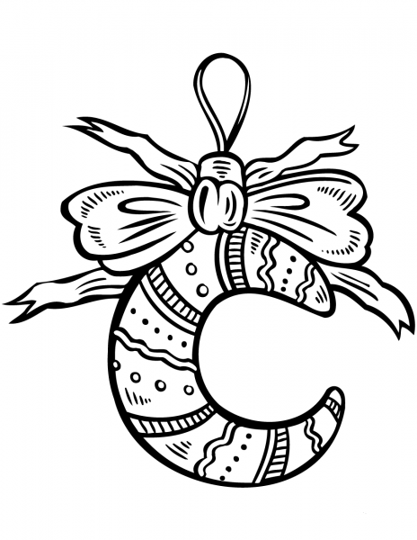 Crescent Moon Christmas Ornament coloring page image