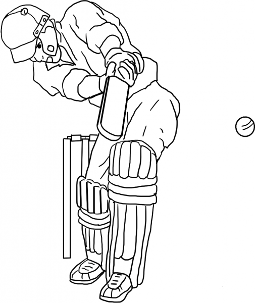 Cricket player coloring page image