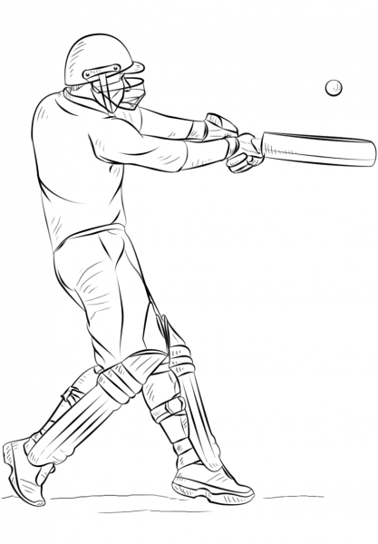 Cricket Player coloring page image