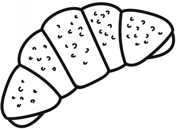 Croissant coloring page image