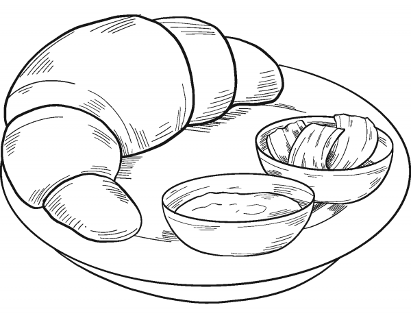 Croissant for Breakfast coloring page image