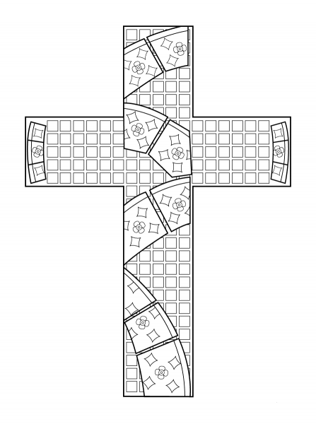 Cross Mosaic coloring page image