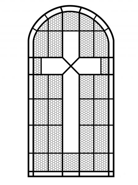 Cross Stained Glass Window coloring page image