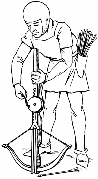 Crossbowman Cocking An Arbalest coloring page image