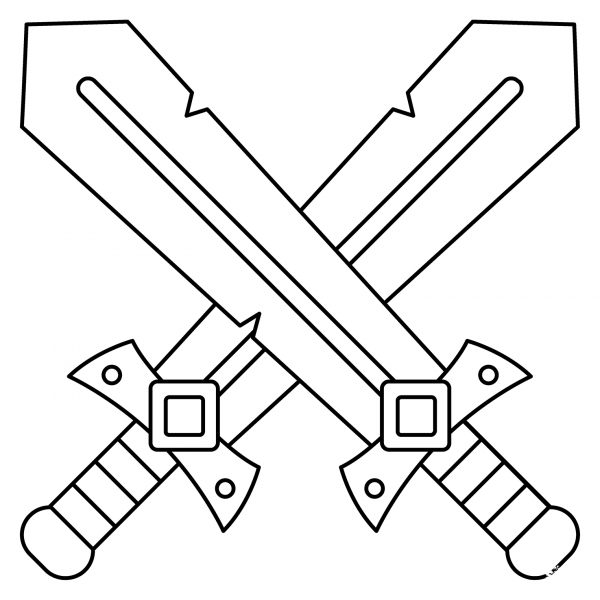 Crossed Swords Emoji coloring page image