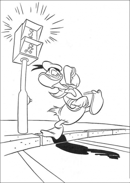 Crossing The Road on a red light coloring page image