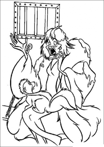 Cruella De Vil And Polecat  coloring page image