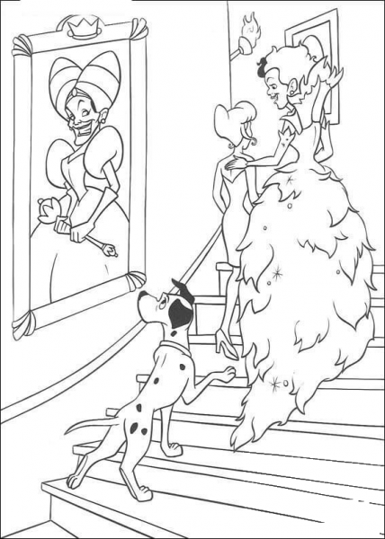 Cruella de Vil portrait coloring page image