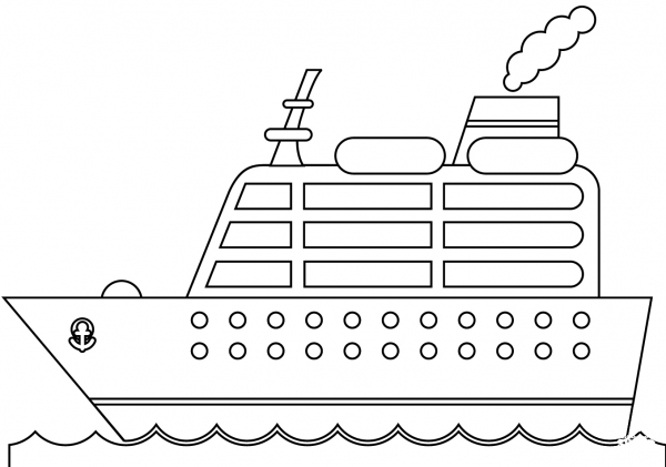 Cruise Ship coloring page image