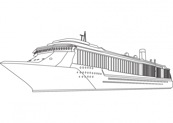 Cruise Ship coloring page image