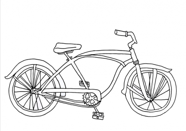 Cruiser Bicycle coloring page image