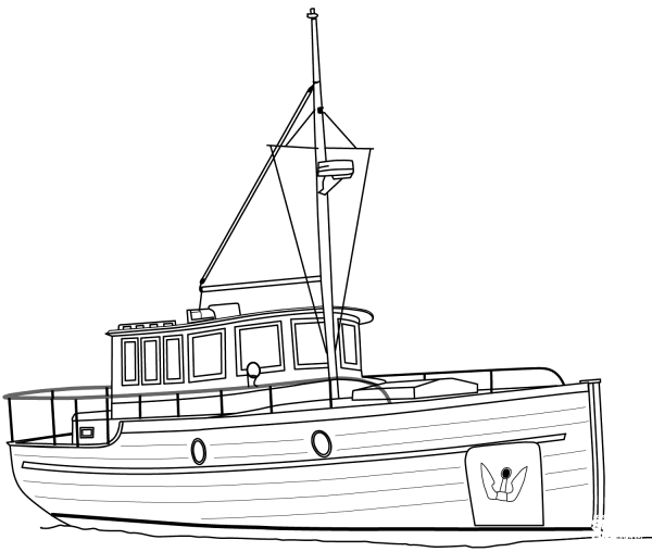 Cruiser Boat coloring page image