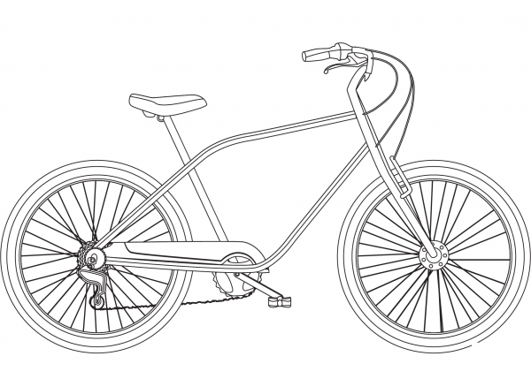 Cruiser Bycicle coloring page image