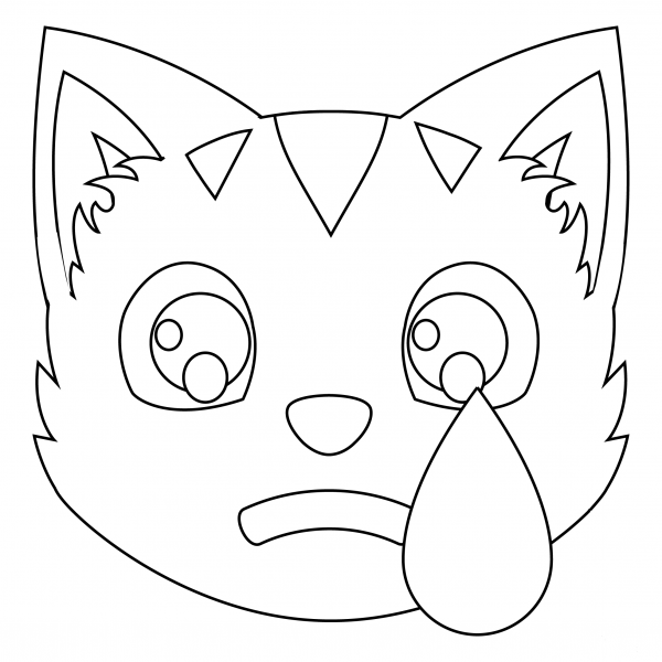Crying Cat coloring page image