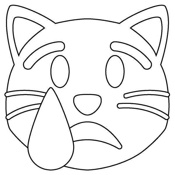 Crying Cat Emoji coloring page image