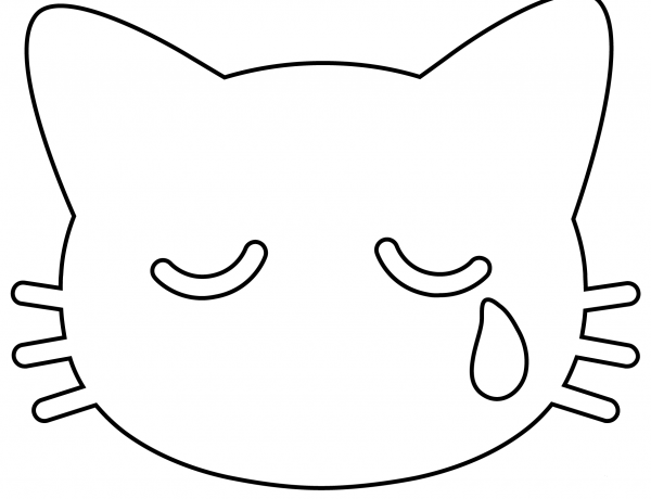 Crying Cat Emoji coloring page image