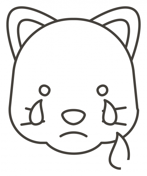 Crying Cat Face coloring page image