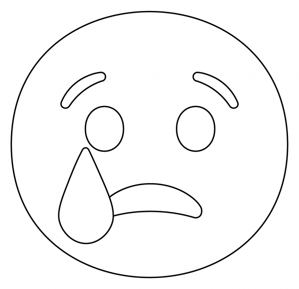 Crying Face Emoji coloring page image