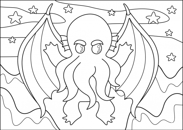 Cthulhu coloring page image