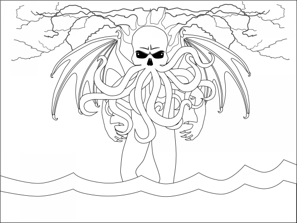 Cthulhu coloring page image
