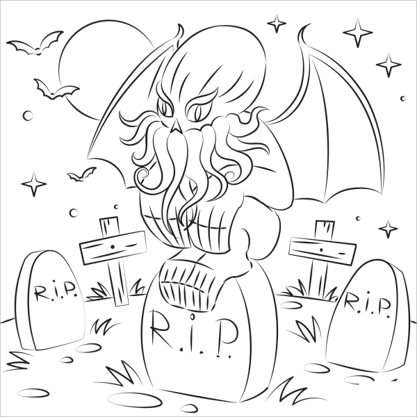 Cthulhu coloring page image