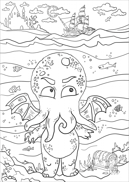 Cthulhu coloring page image