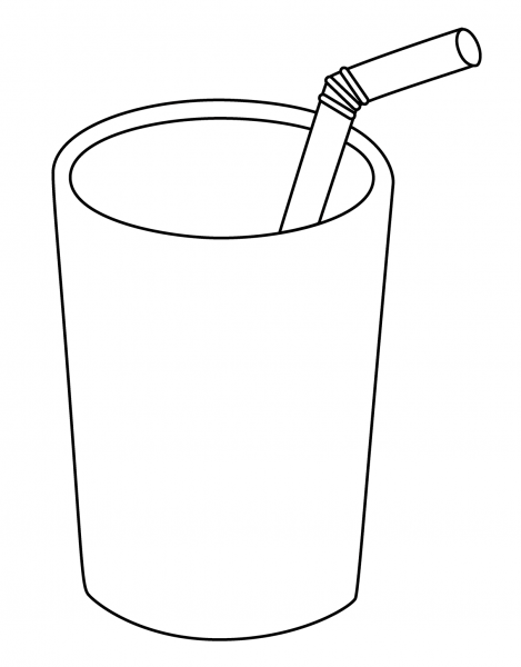 Cup with Straw Emoji coloring page image
