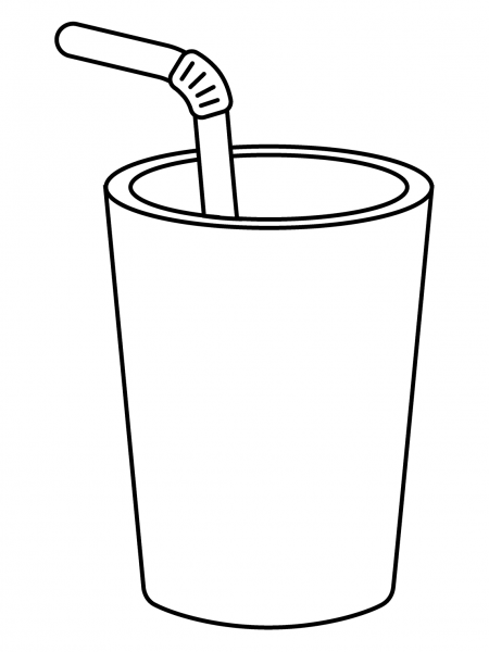Cup with Straw Emoji coloring page image
