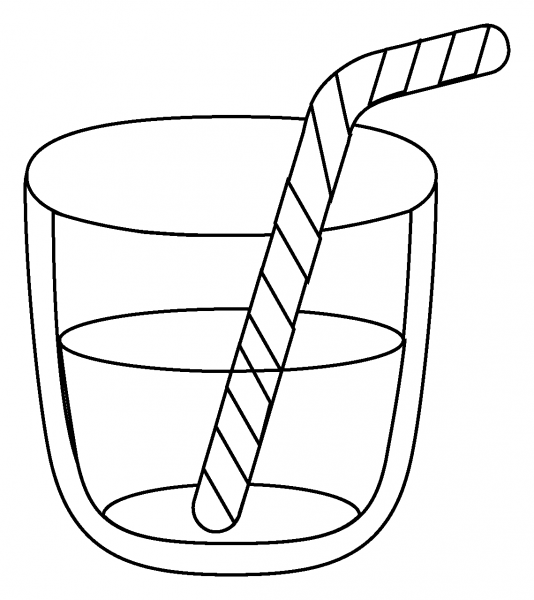 Cup with Straw Emoji coloring page image
