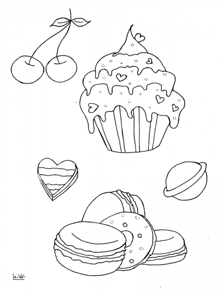 Cupcake and Muffins coloring page image