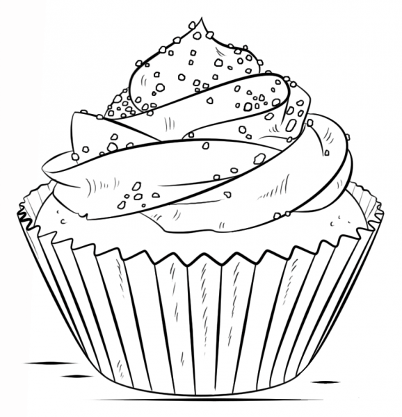 Cupcake coloring page image