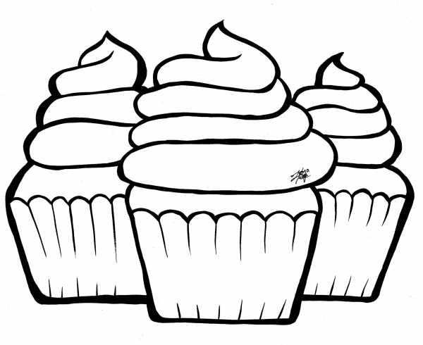Cupcakes coloring page image