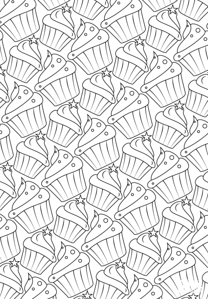 Cupcakes Pattern coloring page image