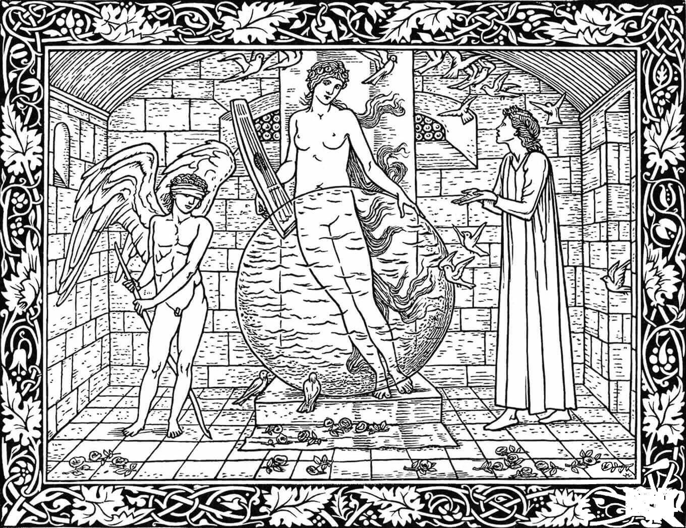 Cupid And Naked Woman Coloring Page ColouringPages