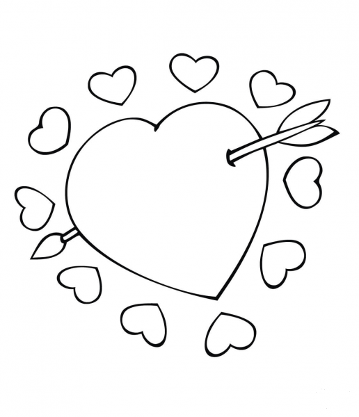 Cupid Arrow Through the Heart coloring page image